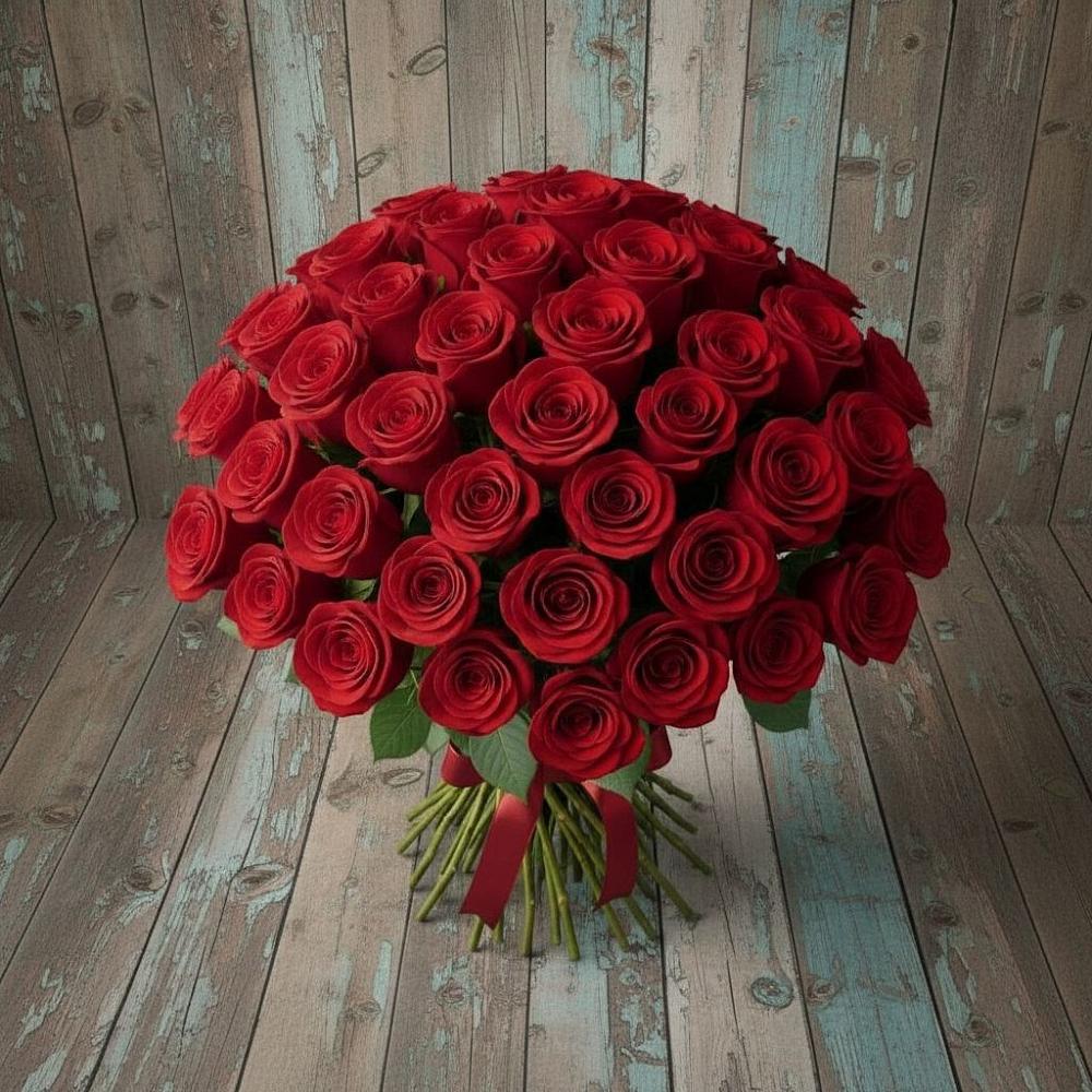 Букет 55 Красных роз Фридом в Каякенте