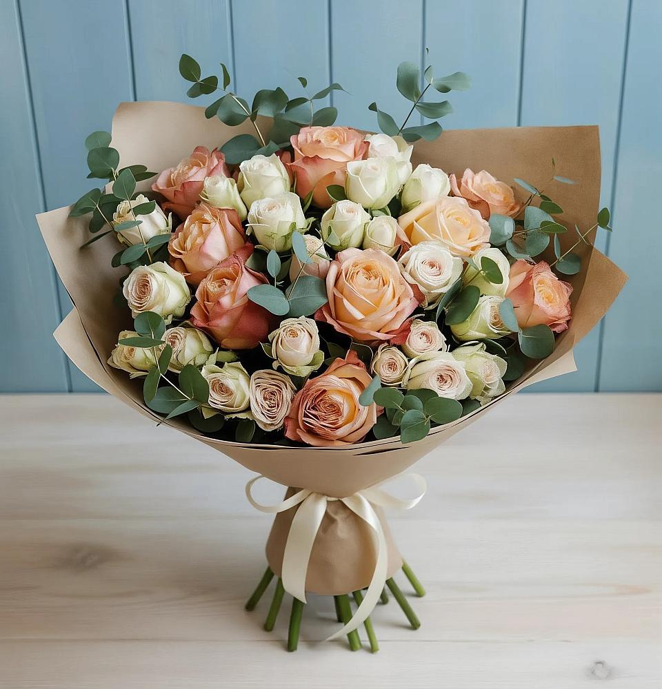 Букет цветов из: Альстромерии и Розы в Каякенте