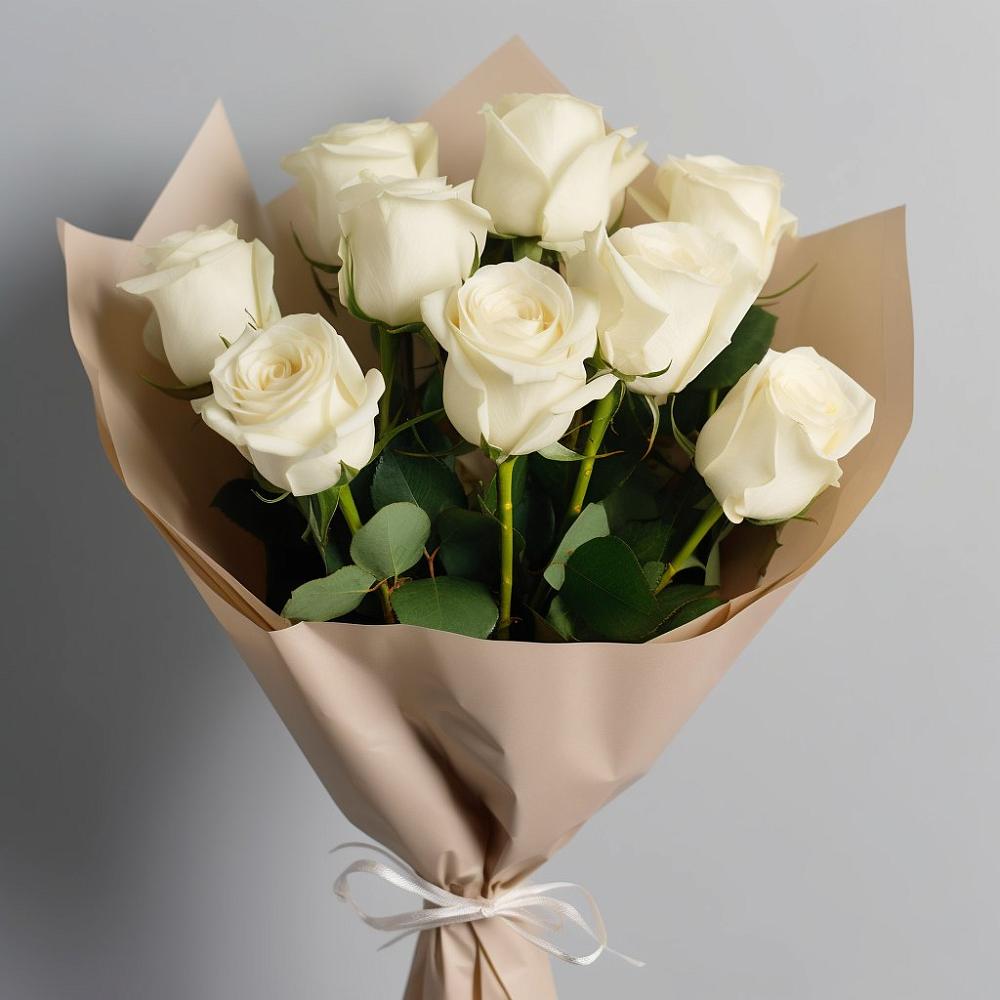 Букет 9 Белых роз Эдлесс Лав в Каякенте