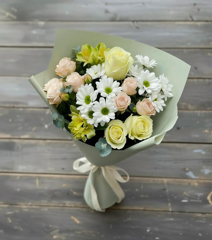Букет цветов из: Альстромерии, Розы и Хризантемы в Каякенте