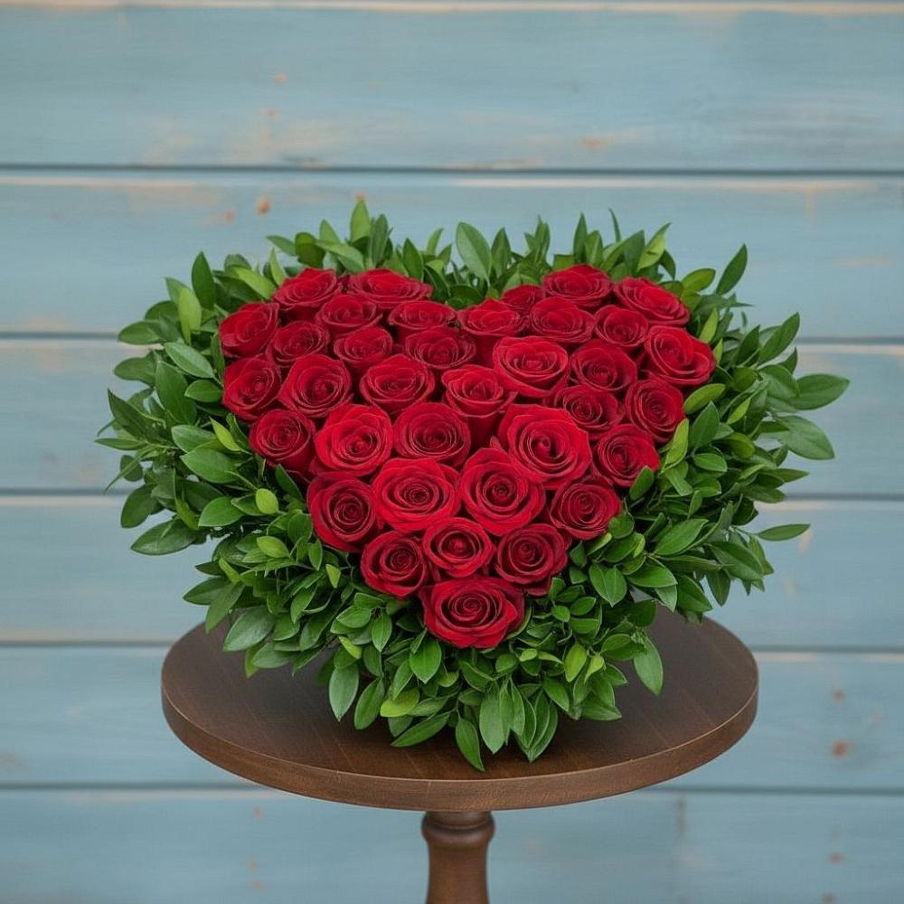 Цветочная композиция из Розы в виде сердца в Каякенте