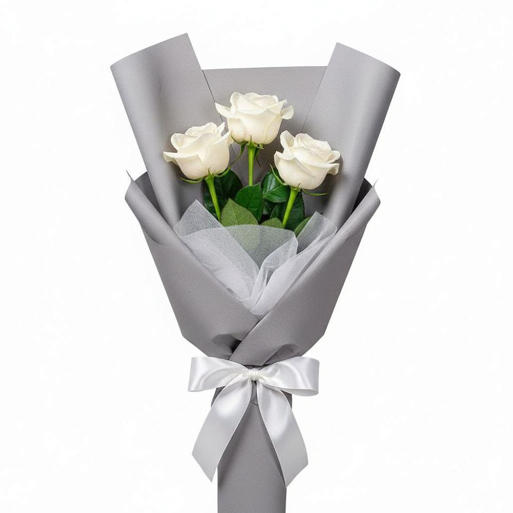 Букет 3 белые розы в Каякенте