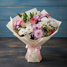 Букет цветов из:  Хризантемы, Альстромерии и Розы в Каякенте