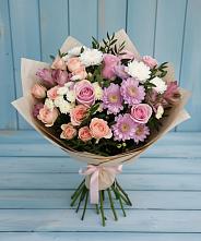 Букет цветов из:  Хризантемы, Розы и Альстромерии в Каякенте