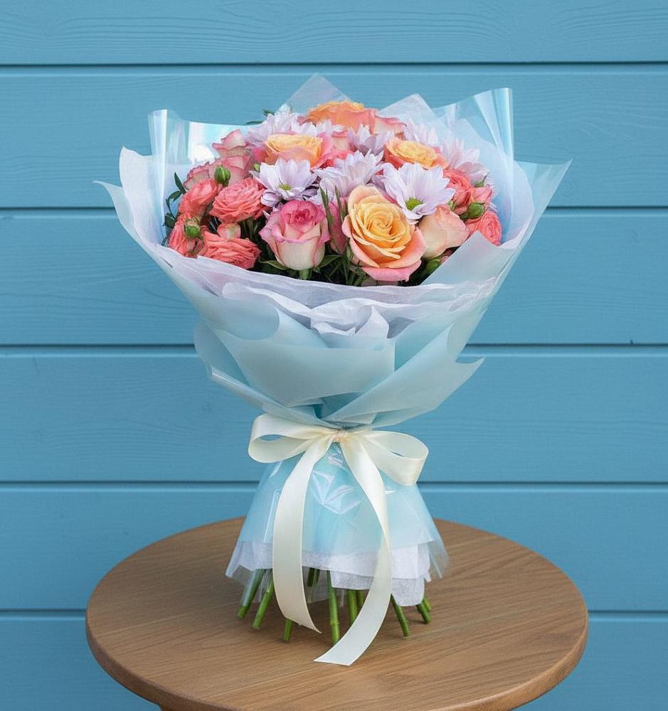 Букет цветов из: Хризантемы и Розы в Каякенте