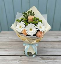 Букет цветов из:  Герберы, Розы и Хризантемы в Каякенте
